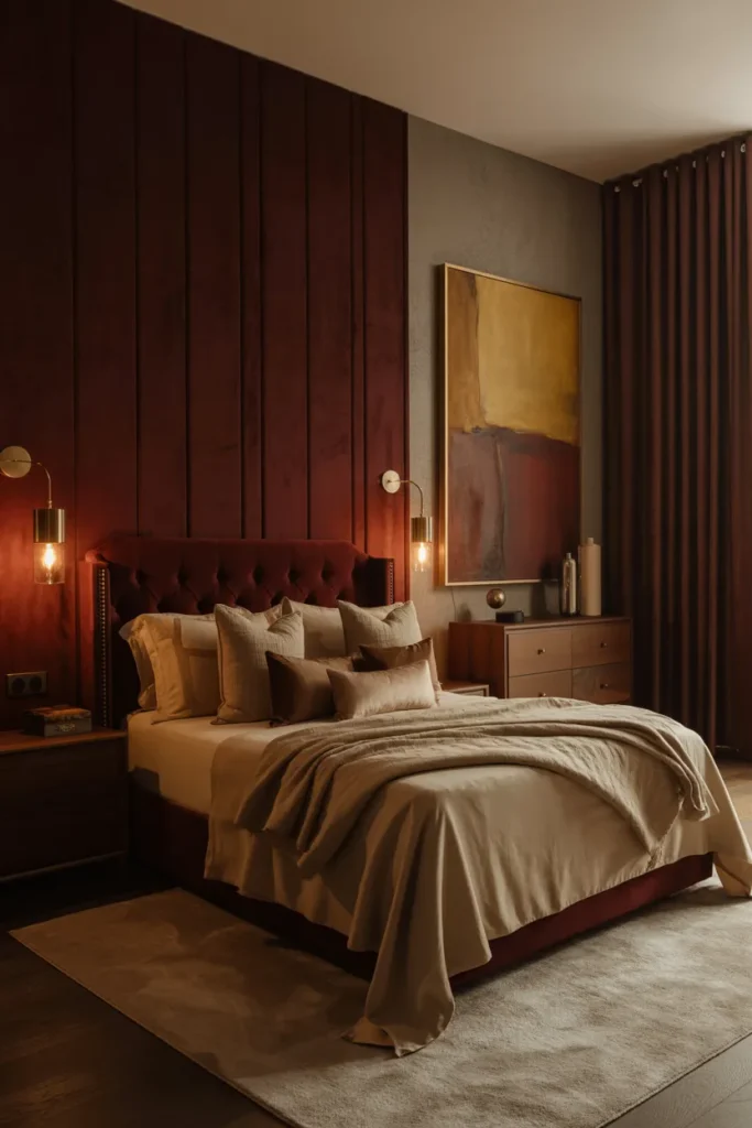 Burgundy And Oatmeal