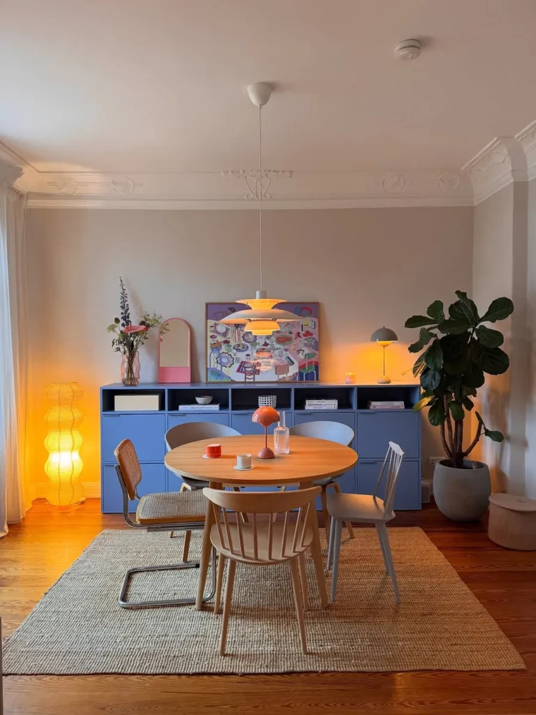 Blue Accent Small Dining Room
