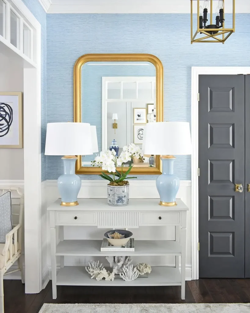 Blue and Gold Entry Console Styling