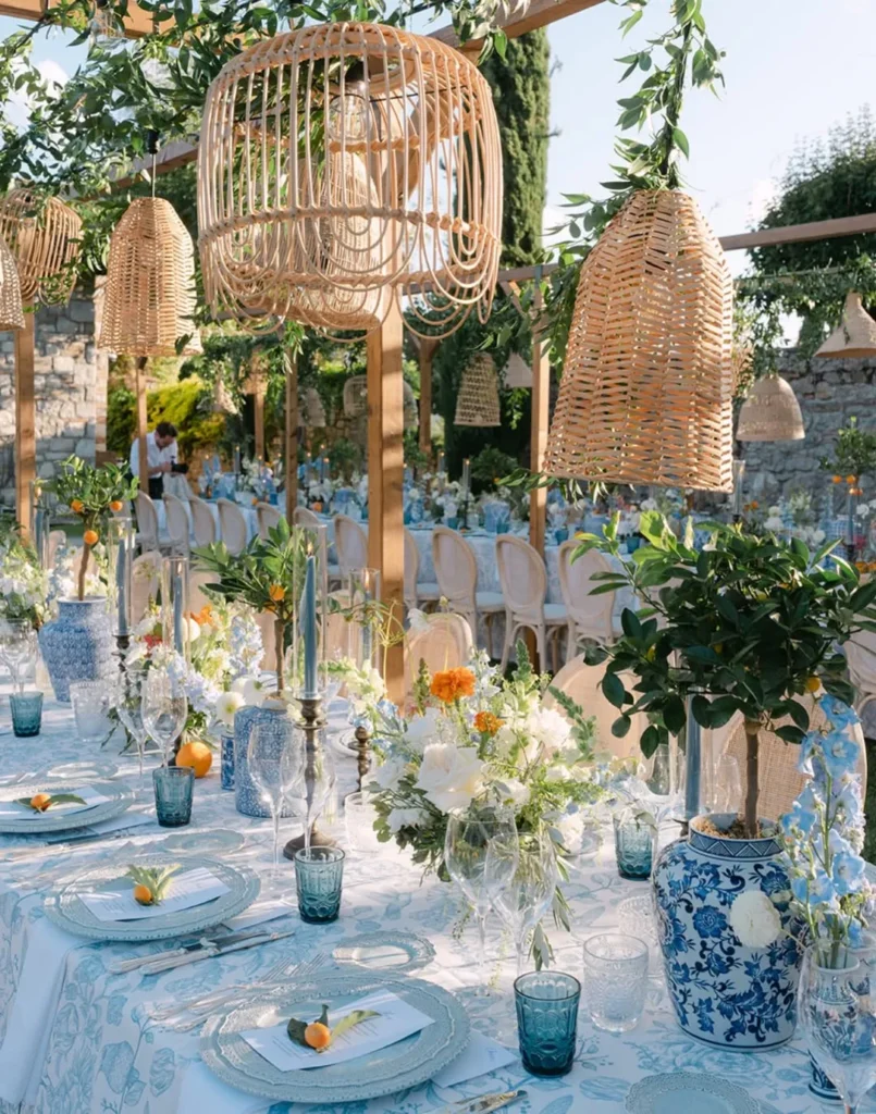 Blue and White Alfresco Tablescape