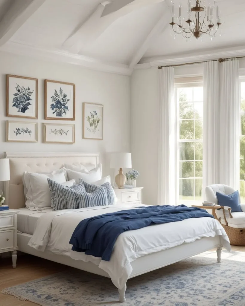 Blue and White Coastal Bedroom