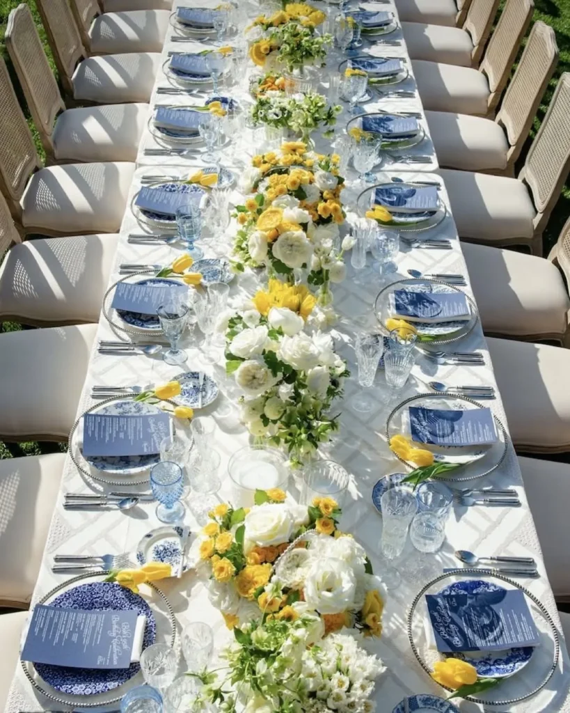 Blue and Yellow Garden Party Table