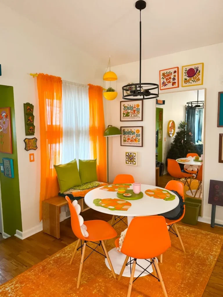 Bold Orange Retro Dining Room