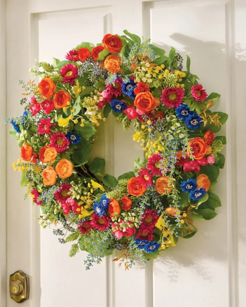 Bold Rainbow Bloom Summer Wreath