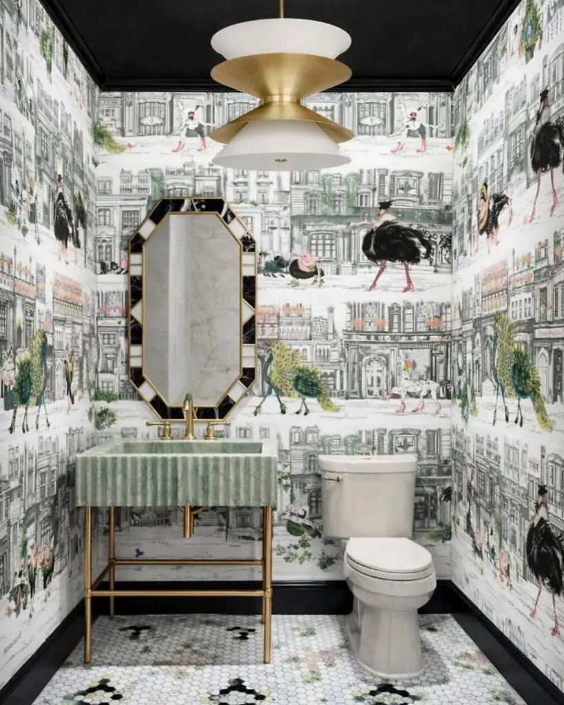 Bold Wallpaper Statement Half Bathroom