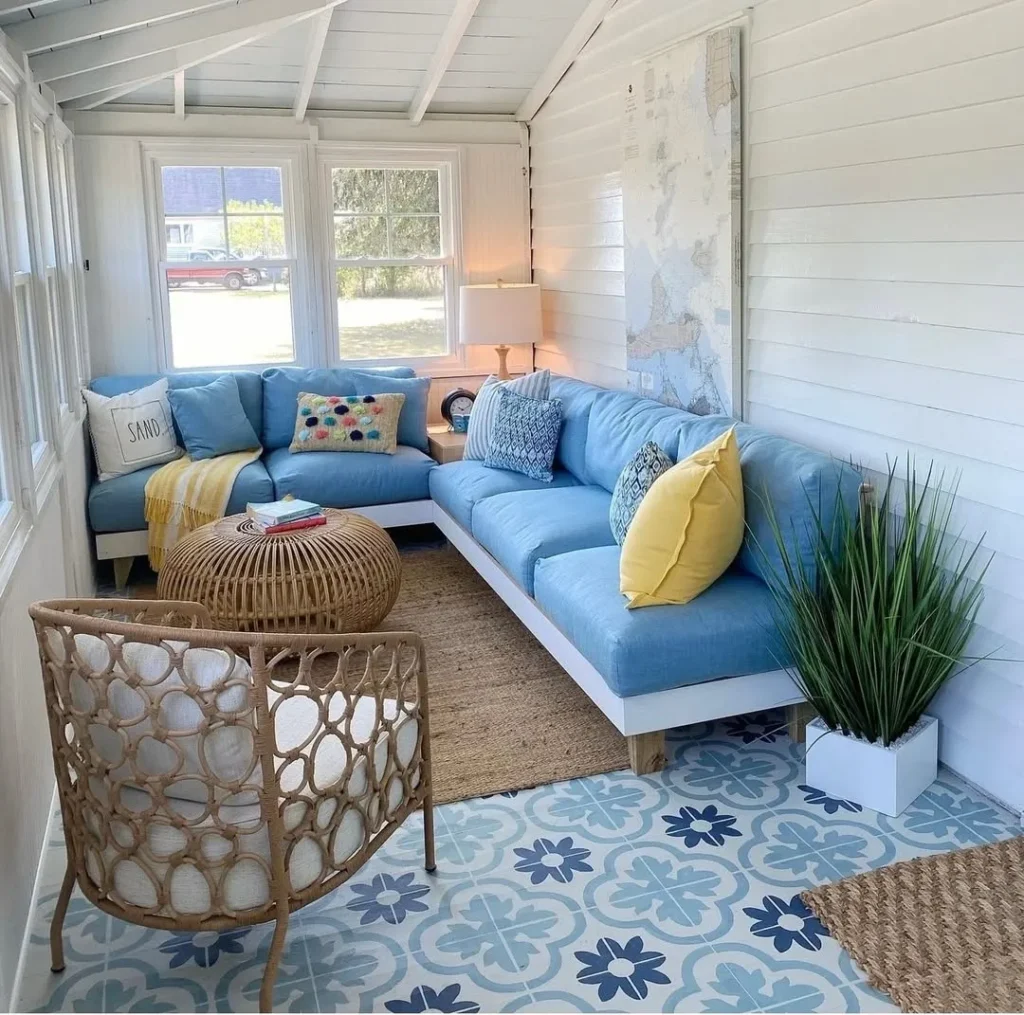 Bright Coastal Sunroom Seating