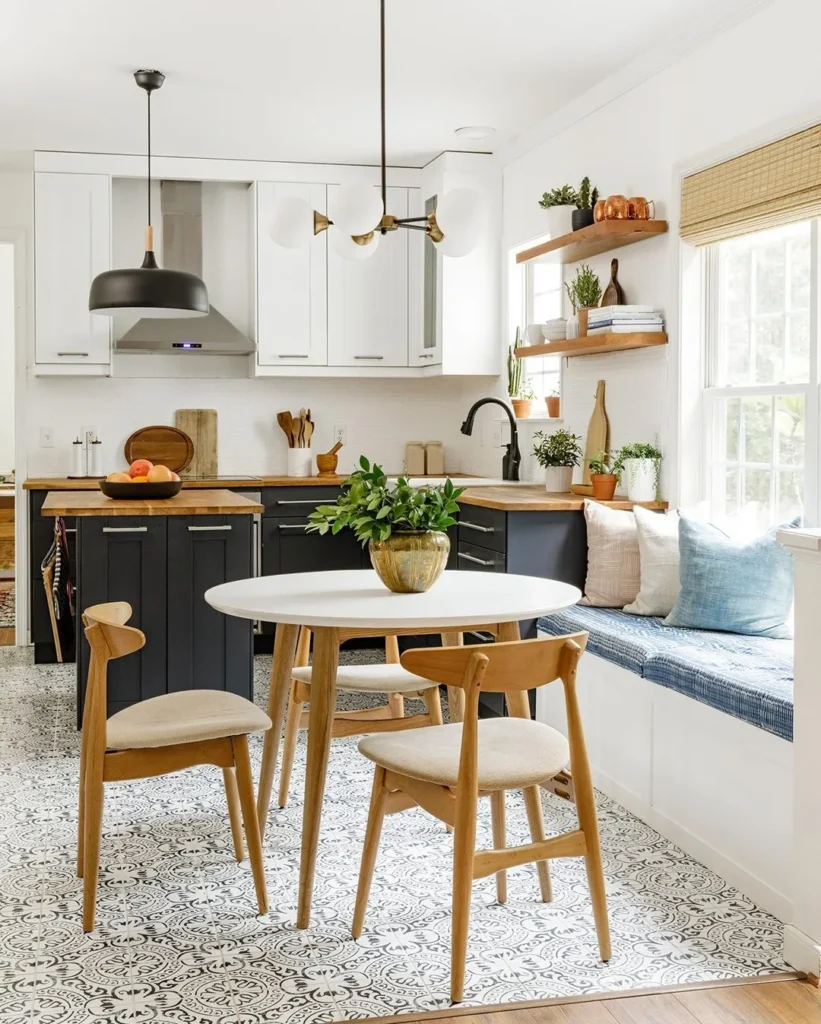 Bright Kitchen Dining Corner with Bench