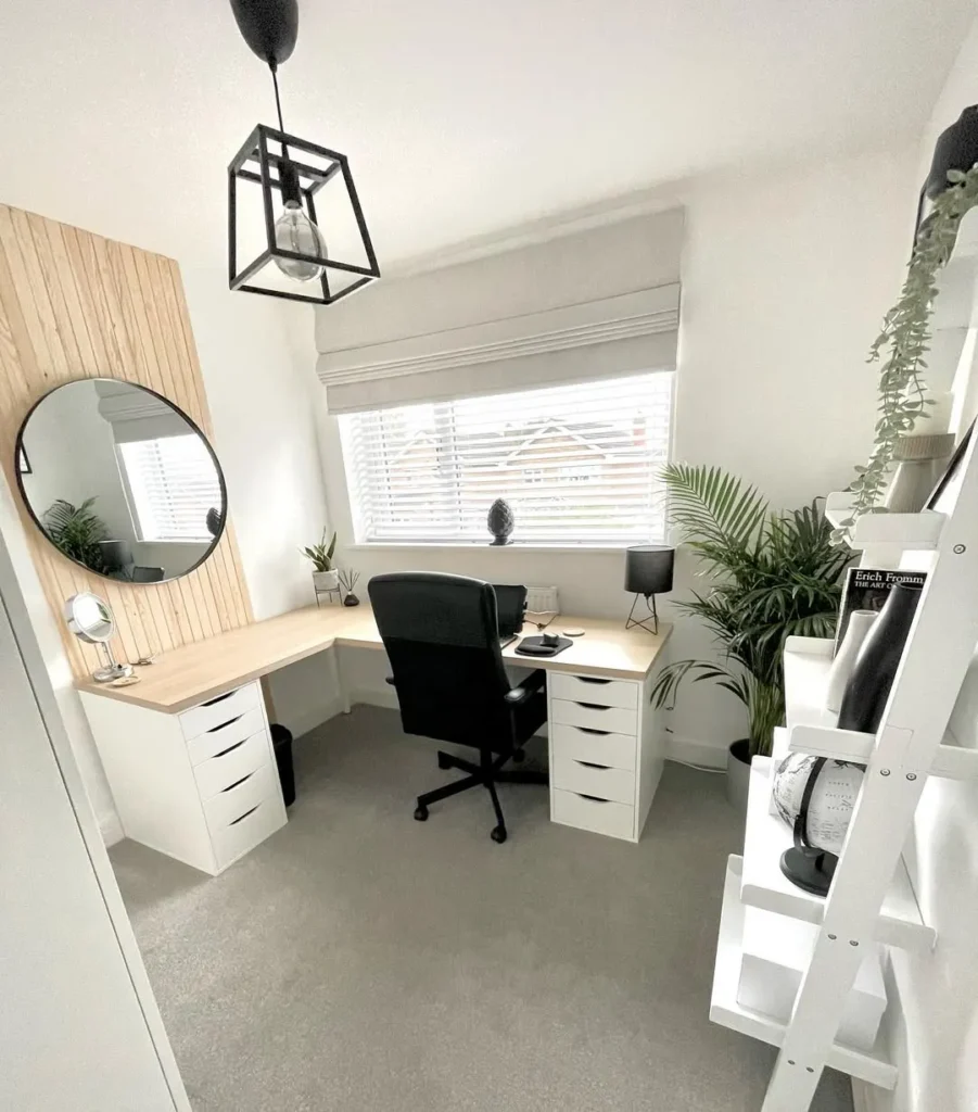 Bright L-Shaped Minimal Home Office