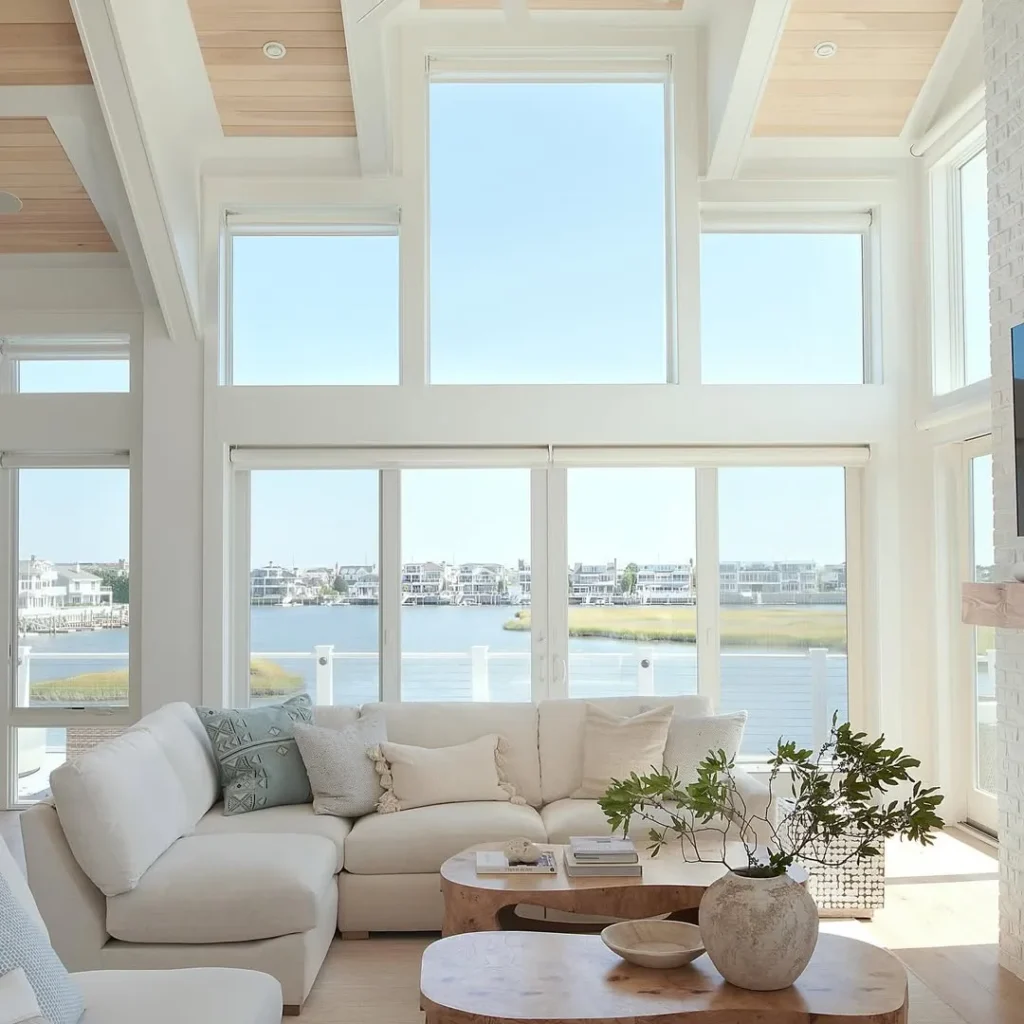 Bright Waterfront Summer Living Room