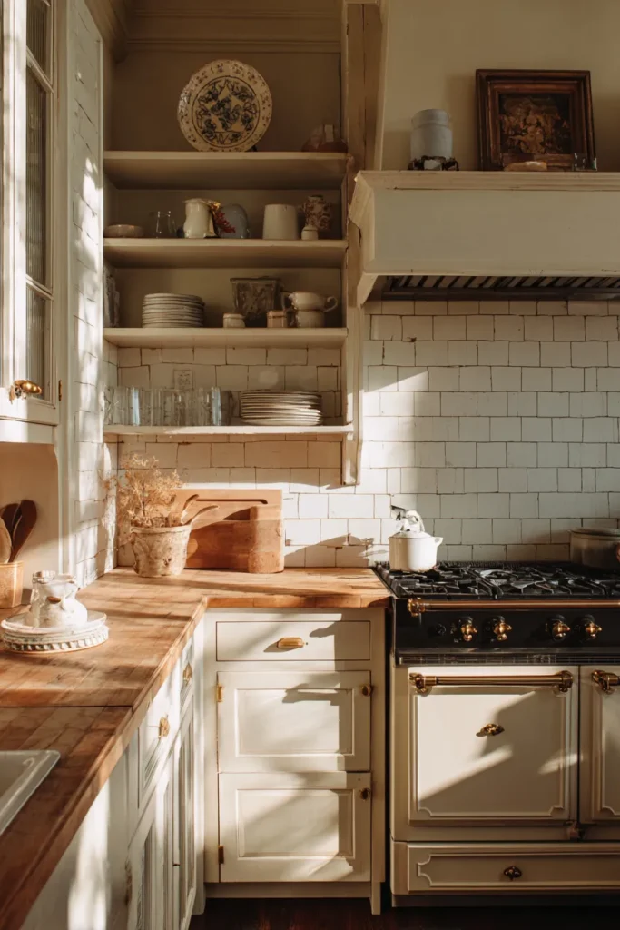 Classic White Tile Stove Wall
