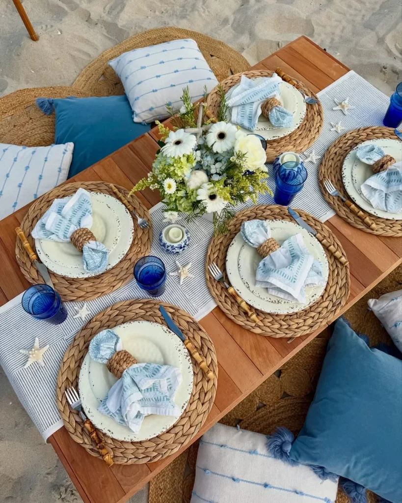 Coastal Beach Picnic Table Decor