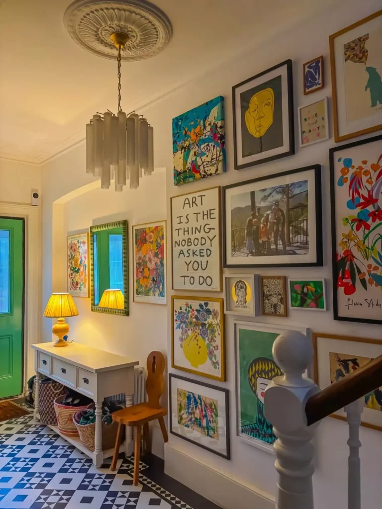 Colorful Gallery Wall Entryway Idea