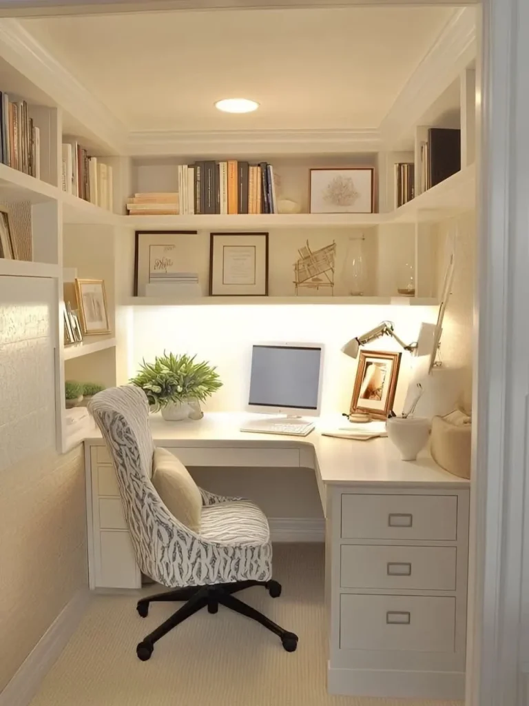 Compact Built-In White Study Nook
