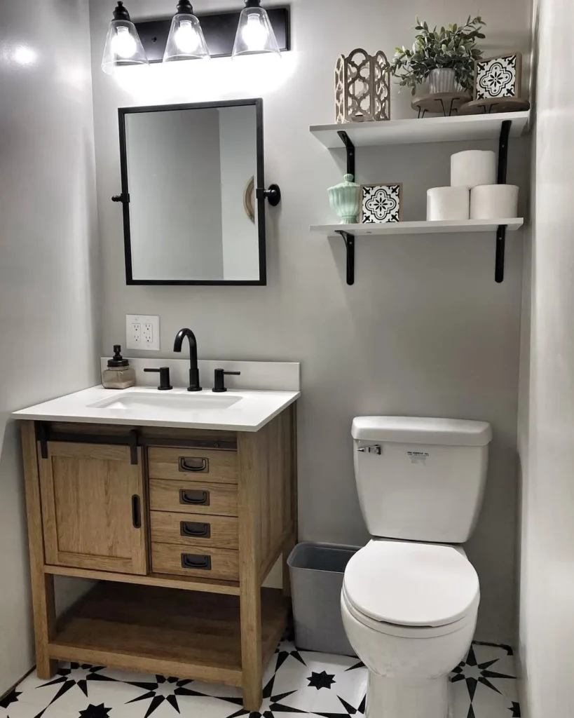 Compact Modern Farmhouse Half Bathroom
