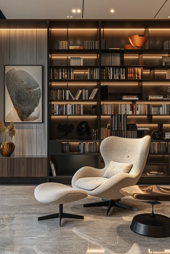 Contemporary Black Shelf Library