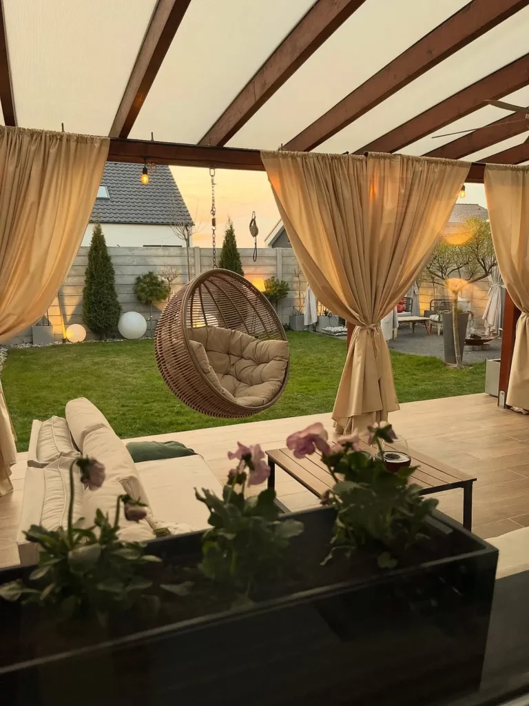 Covered Patio with Hanging Chair