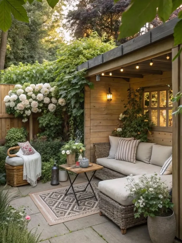 Cozy Garden Cabin Patio Corner