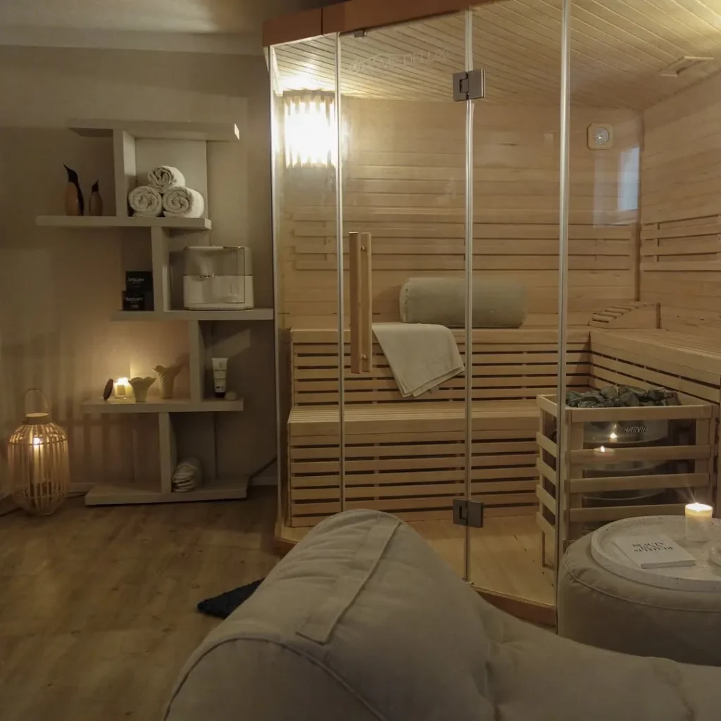 Cozy Indoor Sauna with Relaxation Corner