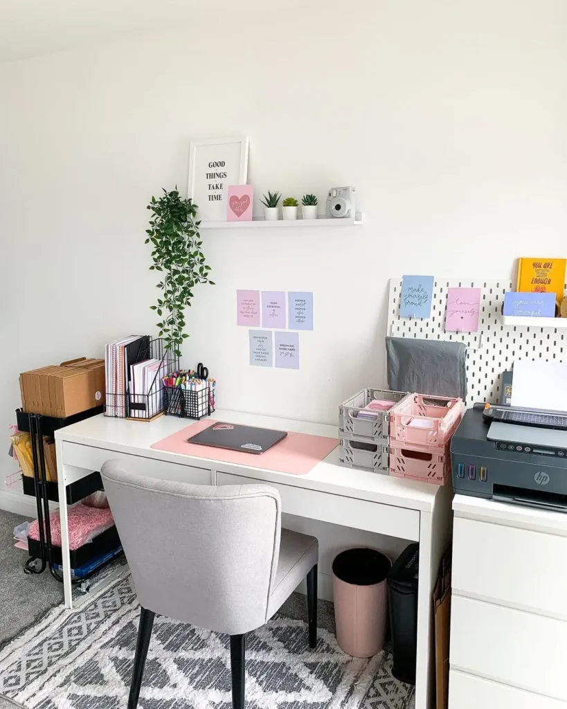 Cute and Organized Feminine Desk Setup