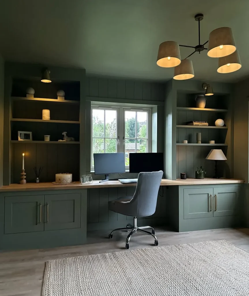 Dark Green Built-In Executive Home Office