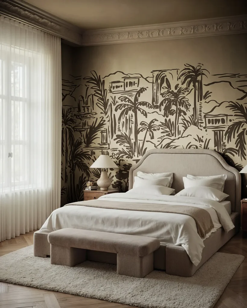 Desert Mural Wallpaper for a Sophisticated Bedroom