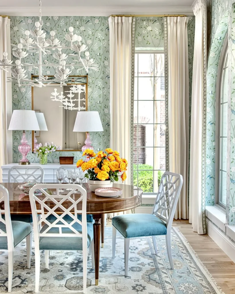 Floral Wallpaper Small Dining Room