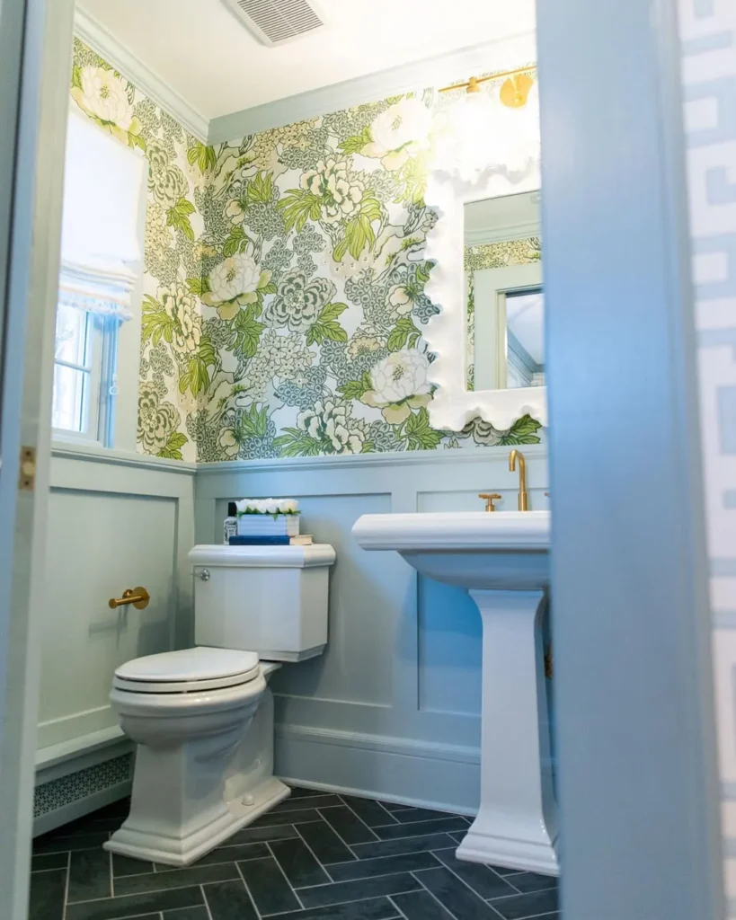 Fresh Floral Wallpaper Powder Room