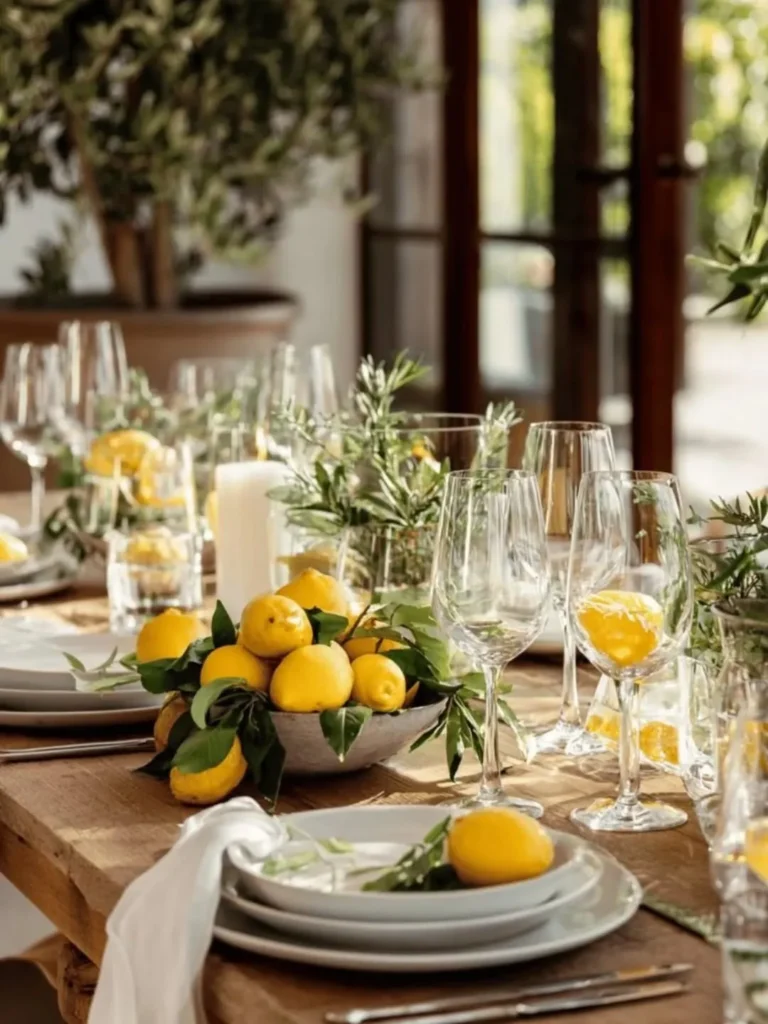 Fresh Lemon Centerpiece Table Setting
