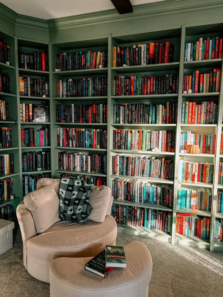 Green Wall-to-Wall Book Room