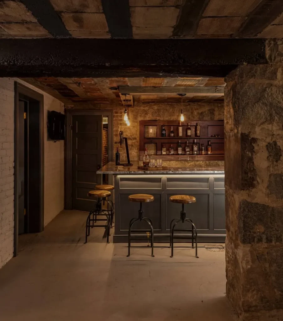 Industrial Stone Cellar Bar Design