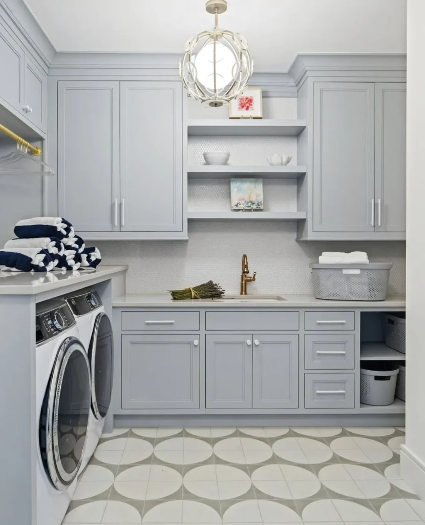 Light Gray Built-In Laundry Room