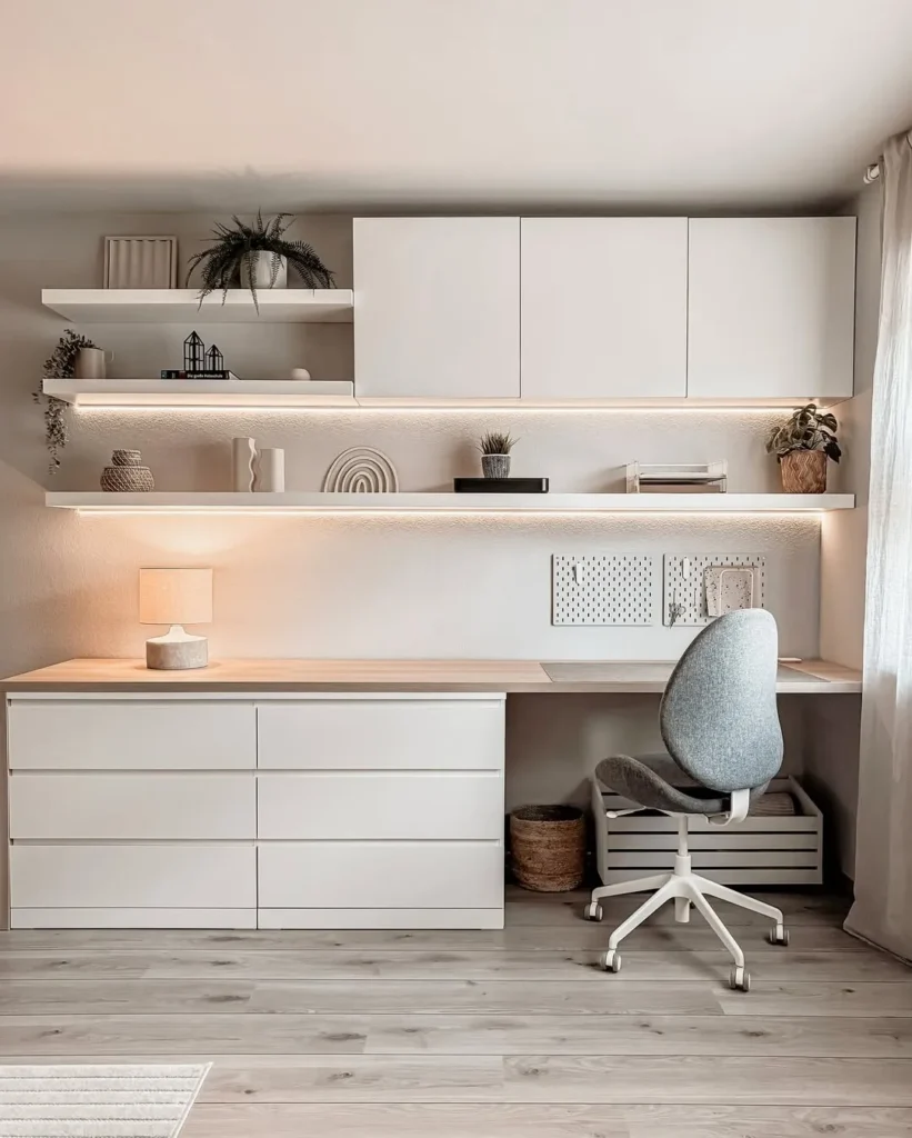 Floating Shelf Office Setup