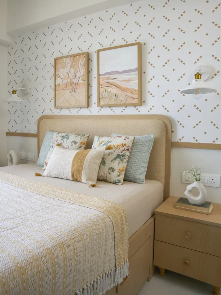 Minimal Geometric Wallpaper for a Modern Bedroom