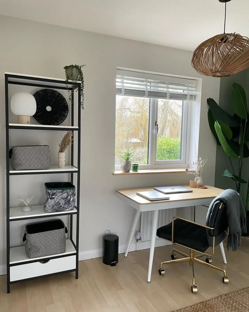 Minimal Home Office with Open Shelving