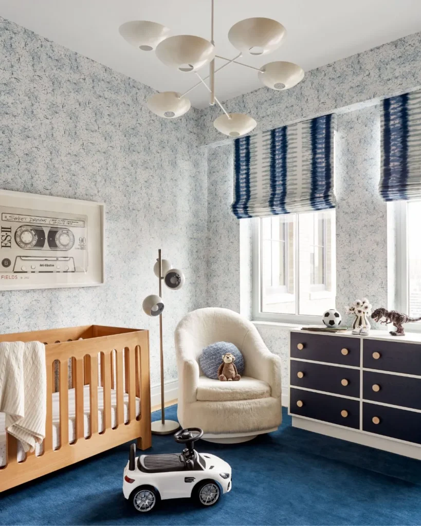 Modern Blue Nursery With Crisp Little Boy Style