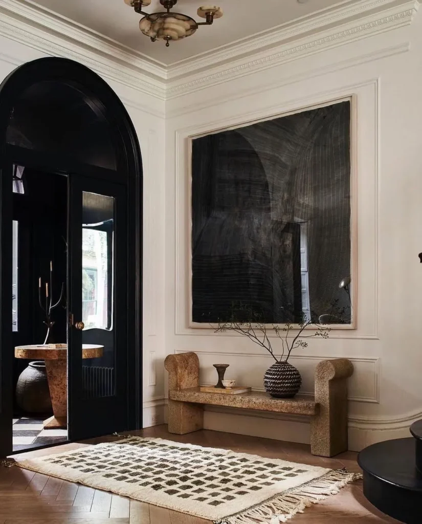 Moody Statement Entryway with Bold Art and Texture