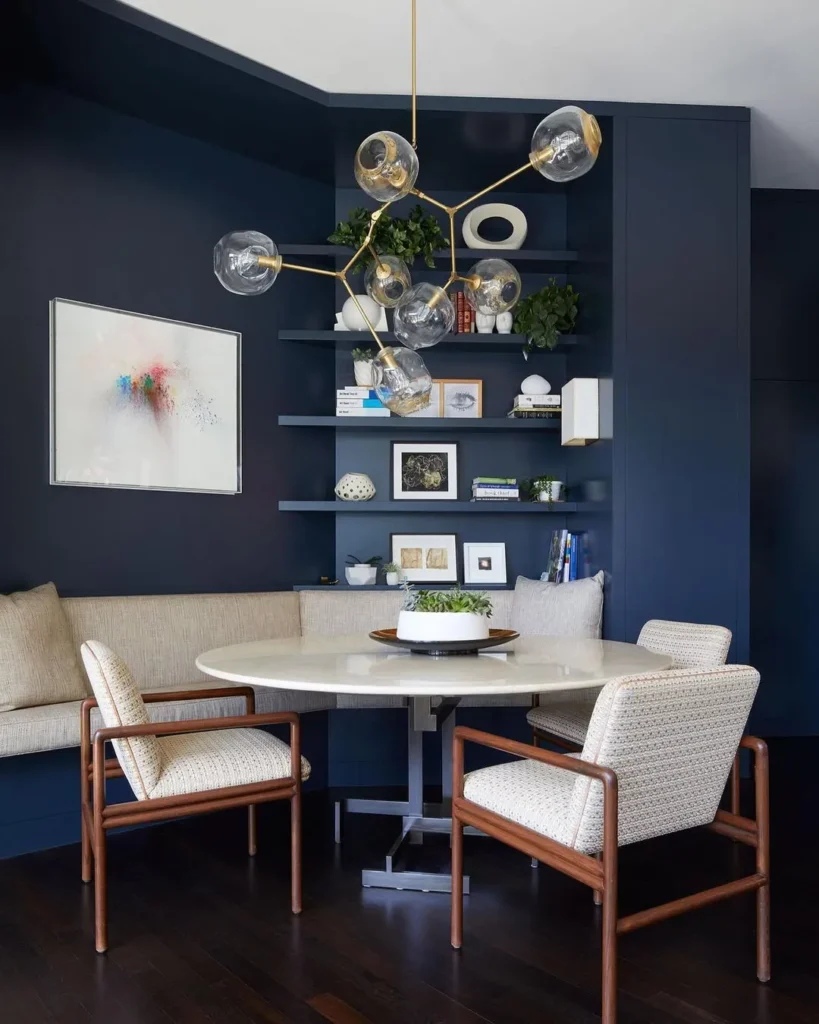 Navy Blue Banquette Dining Space