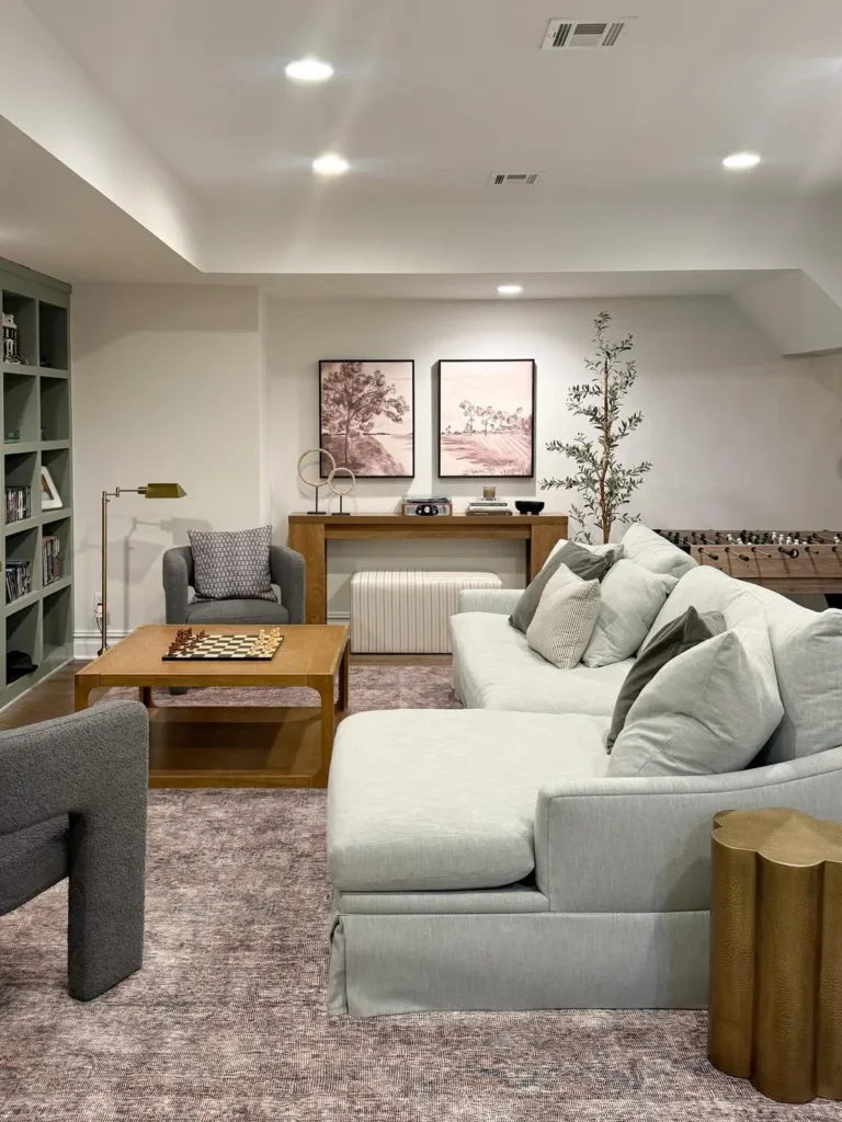 Neutral Basement Sitting Area