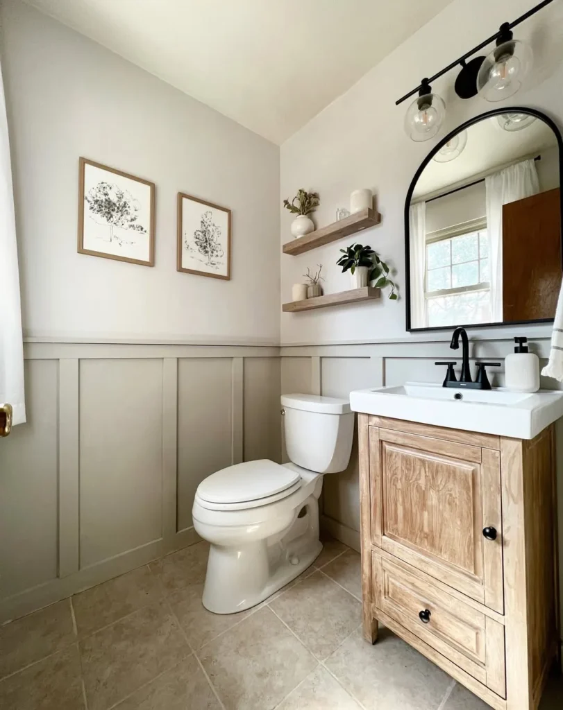 Neutral Wainscoting Half Bathroom