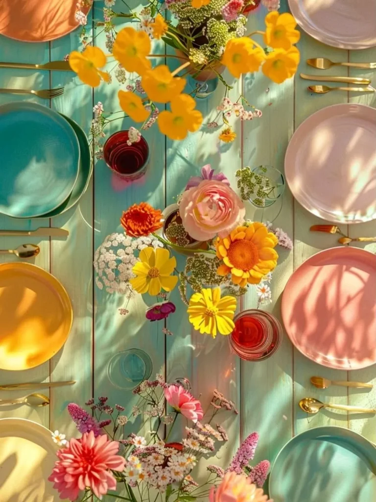 Pastel Floral Summer Table Setting
