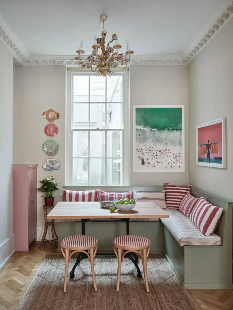 Pink Striped Breakfast Nook Style