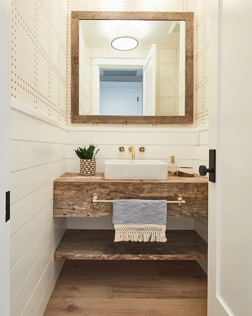 Rustic Floating Vanity Powder Room