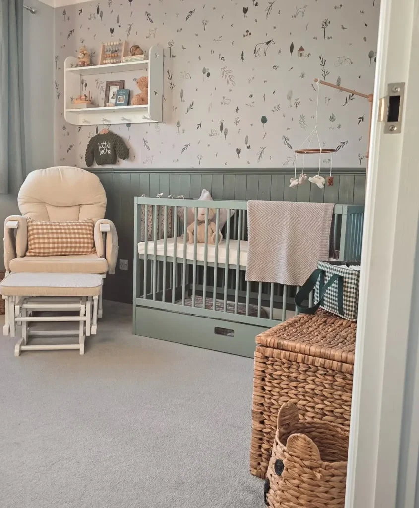 Sage Green Nursery With Calm Woodland Style