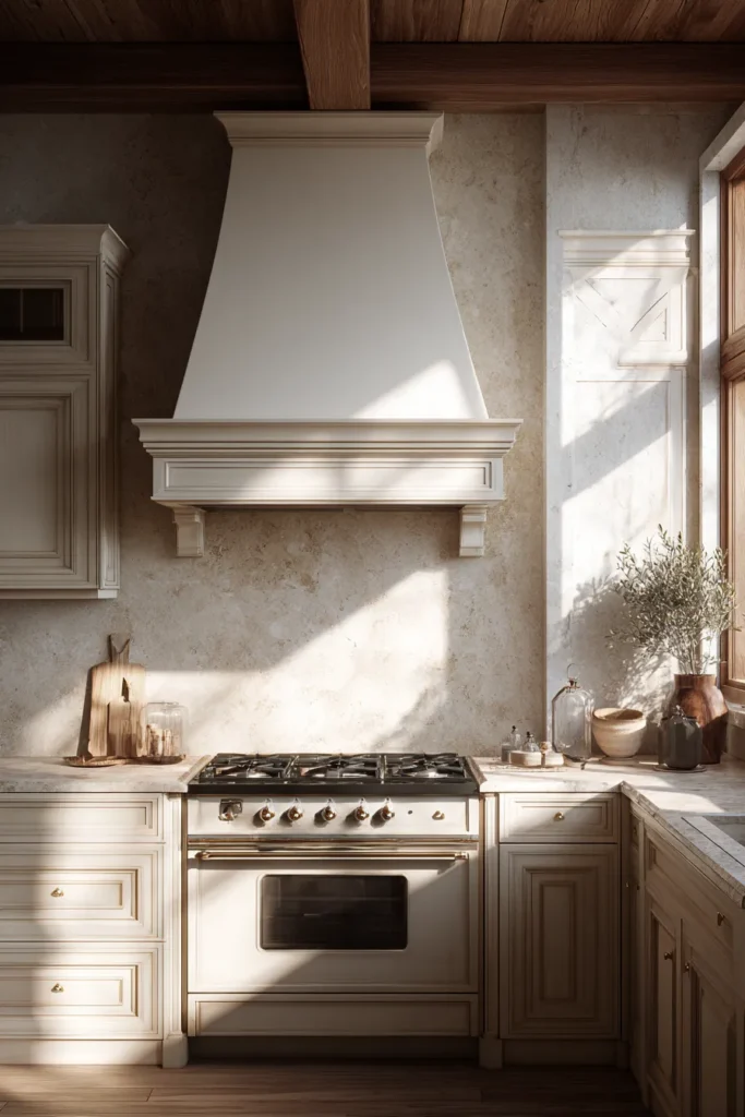 Soft Beige Stone Stove Accent