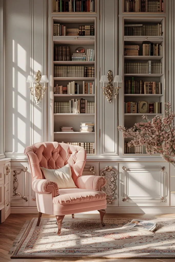 Soft Feminine Library Corner