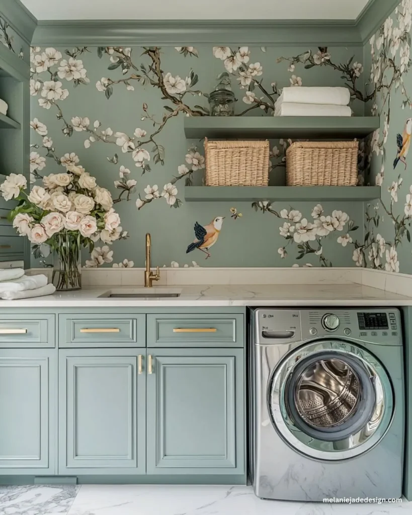 Soft Sage Floral Laundry Corner