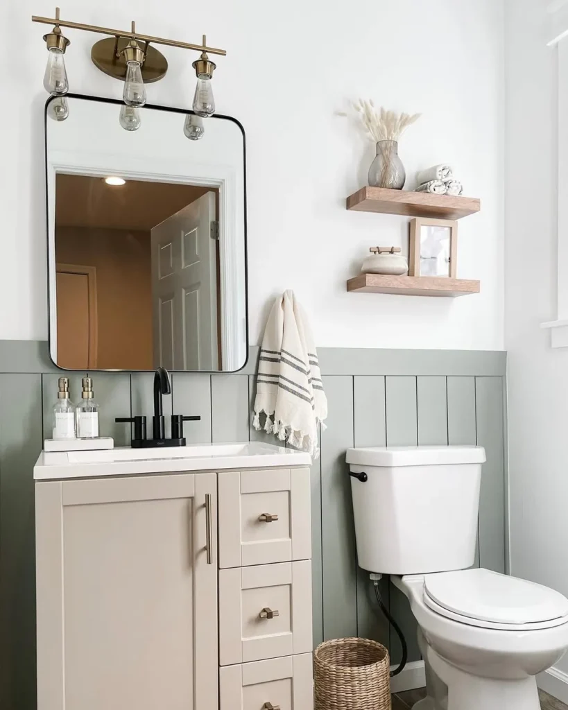 Soft Sage and White Half Bathroom