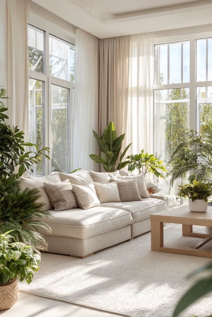 Soft Sunroom with Floor to Ceiling Windows