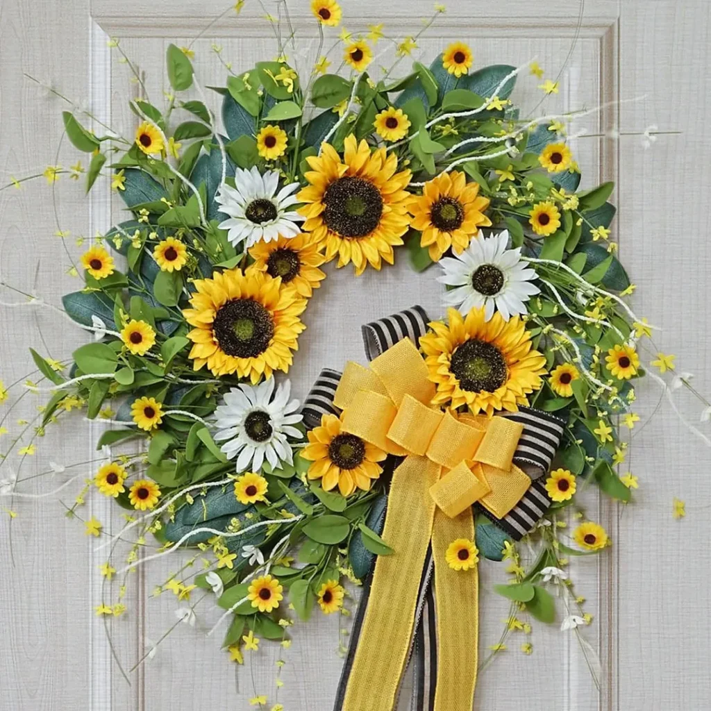 Sunflower Bow Summer Wreath