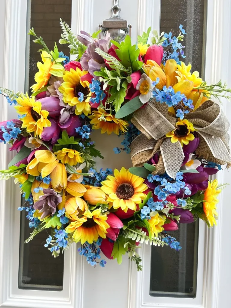 Sunflower Tulip Cottage Wreath